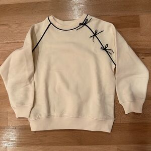 Zara Cream Sweatshirt with Long Sleeves and Decorative Details